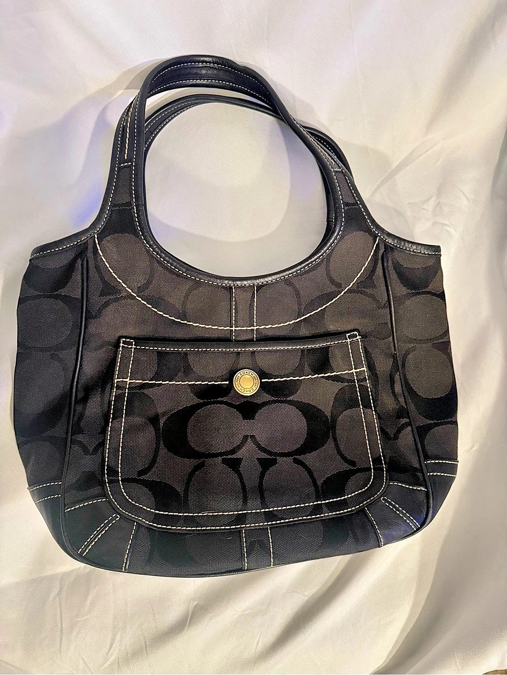 Vintage Y2K Coach Ergo Hobo Bag 10766 - Black Signature Canvas